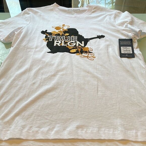 True Religion NWT white vines crew neck t-shirt large - Picture 4 of 6